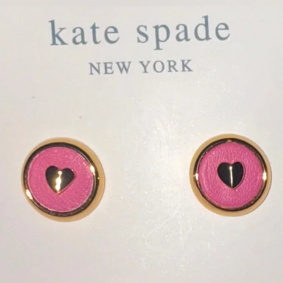 Kate Spade Pink Heart Stud ‘Heartful’ Earrings NWT - Picture 2 of 5